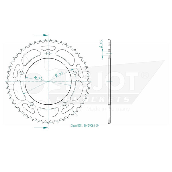 Esjot - couronne - 525 - 49 dents 