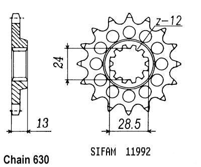 Pignon Kawasaki - 630 - 15 Dents - Similaire JTF522 - Made in Germany