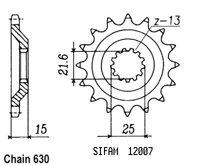 Pignon Kawasaki - 630 - 15 Dents - Similaire JTF514 - Made in Germany