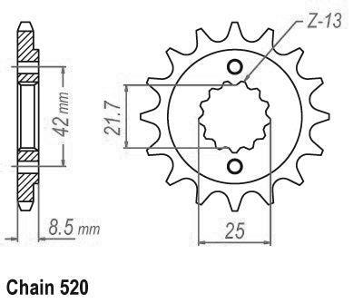 Pignon TT Lightweight Kawasaki - 520 - 16 Dents - Similaire JTF512 - Made in Ger