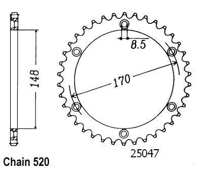 Couronne Acier TT Suzuki - 520 - 42 Dents - Similaire JTR828 - Made in Germany