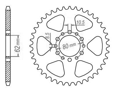Couronne Acier TT Yamaha - 520 - 45 Dents - Similaire JTR845 - Made in Germany