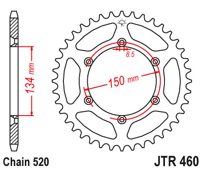 Couronne Acier TT Ultralight Kawasaki - 520 - 48 Dents - Similaire JTR460 - Made in Germany