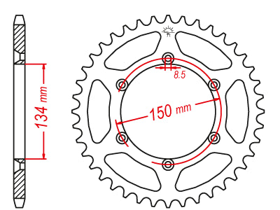 Couronne Acier TT Ultralight Kawasaki - 520 - 51 Dents - Similaire JTR460 - Made in Germany