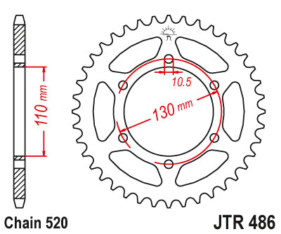 Couronne Acier Kawasaki-MZ-Yamaha - 520 - 44 Dents - Similaire JTR486 - Made in Germany