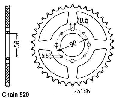Couronne Acier - 520 - 41 Dents - Made in Germany