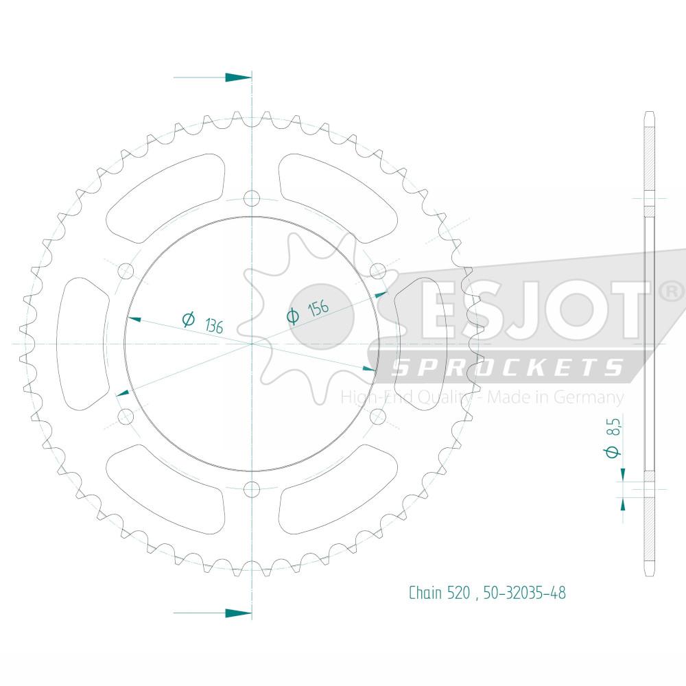 Couronne Esjot 520 - 48 Dents