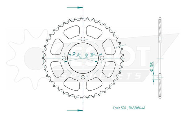 Couronne Acier Suzuki - 520 - 41 Dents - Similaire JTR819 - Made in Germany