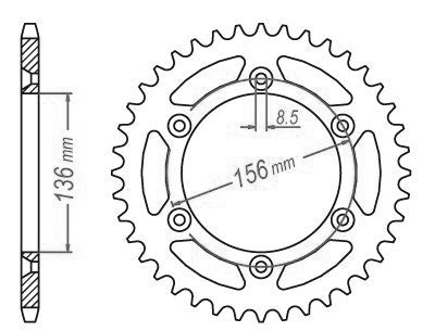 Couronne Acier TT Husqvarna-Suzuki - 520 - 43 Dents - Similaire JTR822 - Made in Germany