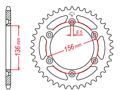 Couronne Acier TT Ultralight Cagiva-Husqvarna-Suzuki - 520 - 46 Dents - Made in Germany