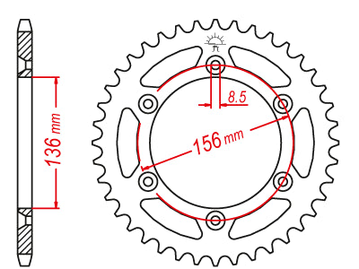 Couronne Acier TT Ultralight Husqvarna - 520 - 51 Dents - Made in Germany