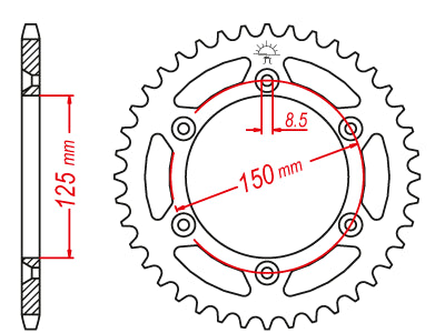 Couronne Acier TT Ultralight Husaberg-Husqvarna-KTM - 520 - 49 Dents - Made in Germany