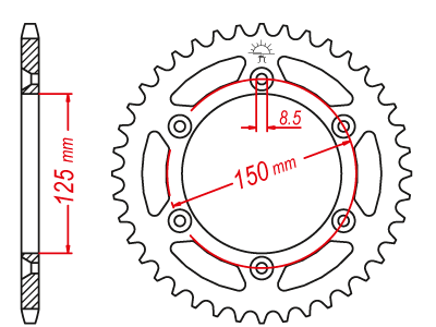 Couronne Acier TT Ultralight Husaberg-Husqvarna-KTM - 520 - 49 Dents - Made in Germany
