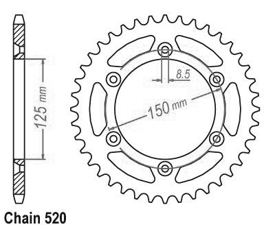 Couronne Acier TT Ultralight Husqvarna-KTM - 520 - 50 Dents - Similaire JTR897 -