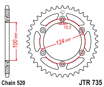 Couronne Acier Ducati - 520 - 45 Dents - Similaire JTR735 - Made in Germany