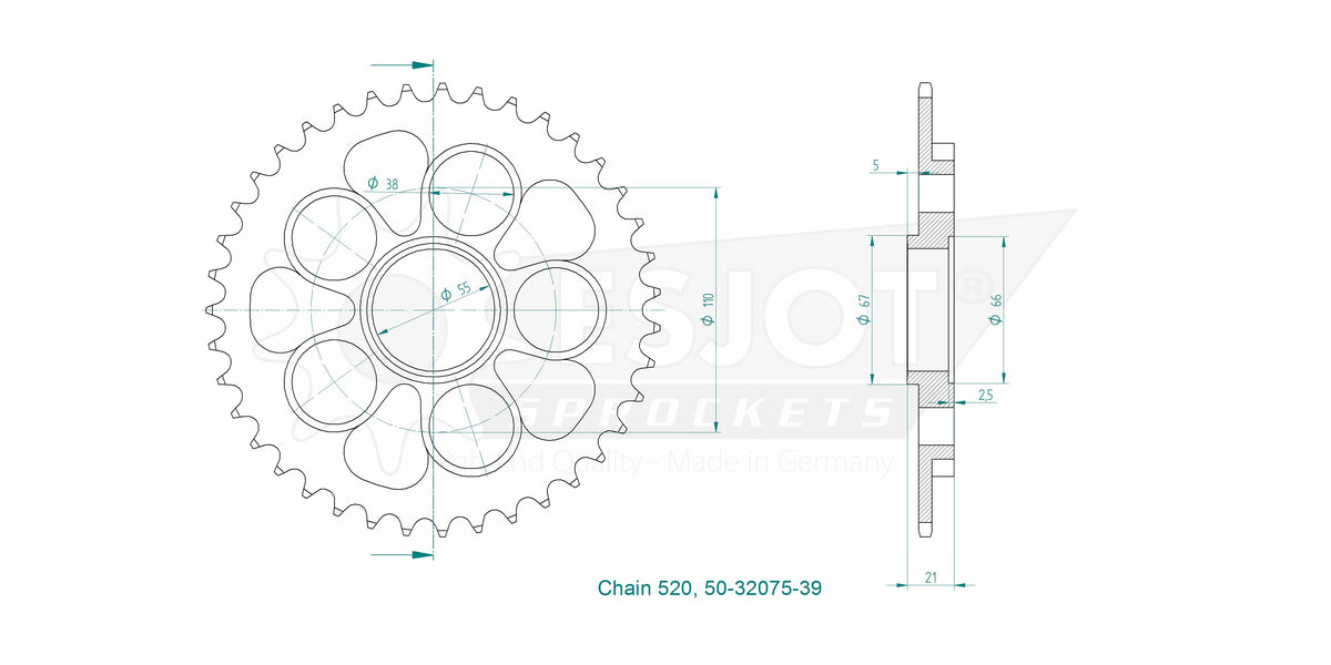 Couronne Acier - 520 - 39 Dents - Made in Germany