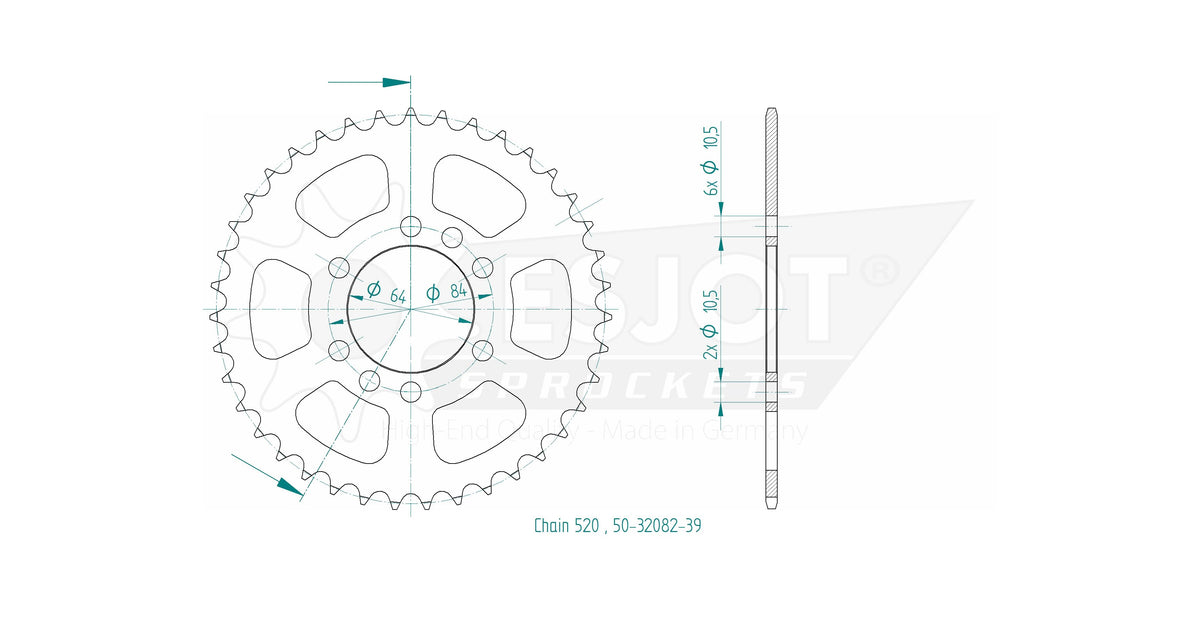 Couronne Acier TT - 520 - 39 Dents - Made in Germany