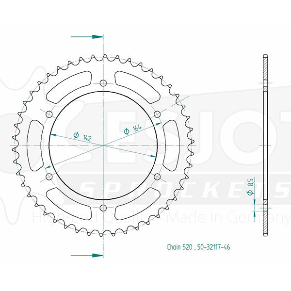 Couronne Acier Hyosung - 520 - 46 Dents - Made in Germany