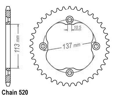 Couronne Acier Suzuki - 520 - 40 Dents - Similaire JTR1760 - Made in Germany