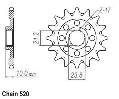 Pignon TT Suzuki - 520 - 14 Dents - Similaire JTF1443 - Made in Germany