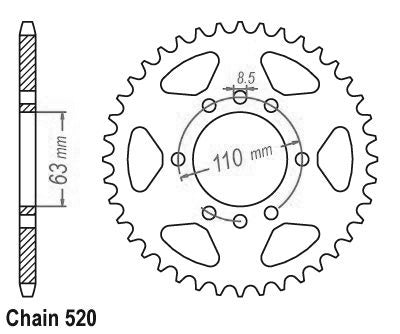 Couronne Acier KTM - 520 - 45 Dents - Similaire JTR890 - Made in Germany