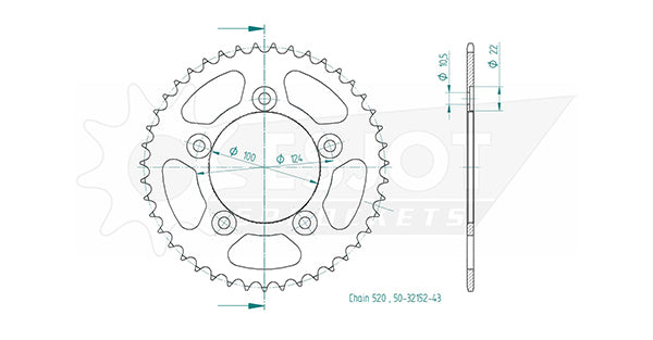 Couronne Acier - 520 - 43 Dents - Made in Germany