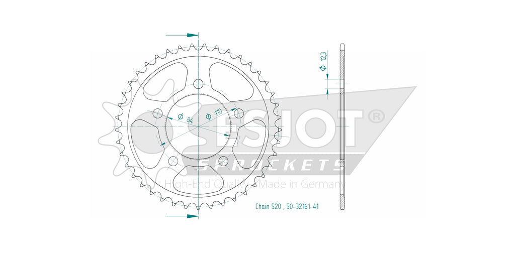 Couronne - 520 - 41 Dents - Made in Germany - Similaire JTR1225