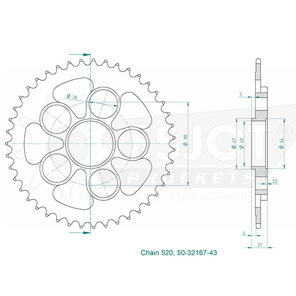 Esjot - couronne - 520 - 43 dents 