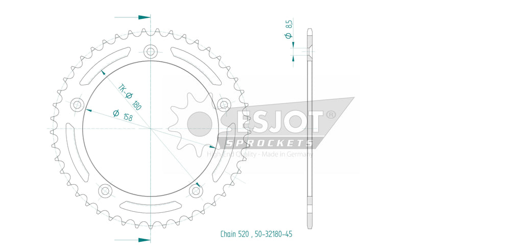 Couronne Acier - 45 Dents - Made in Germany
