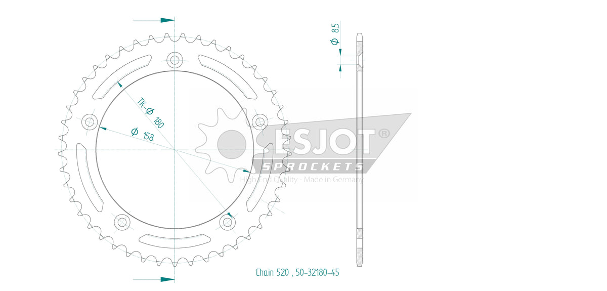Couronne Acier - 45 Dents - Made in Germany
