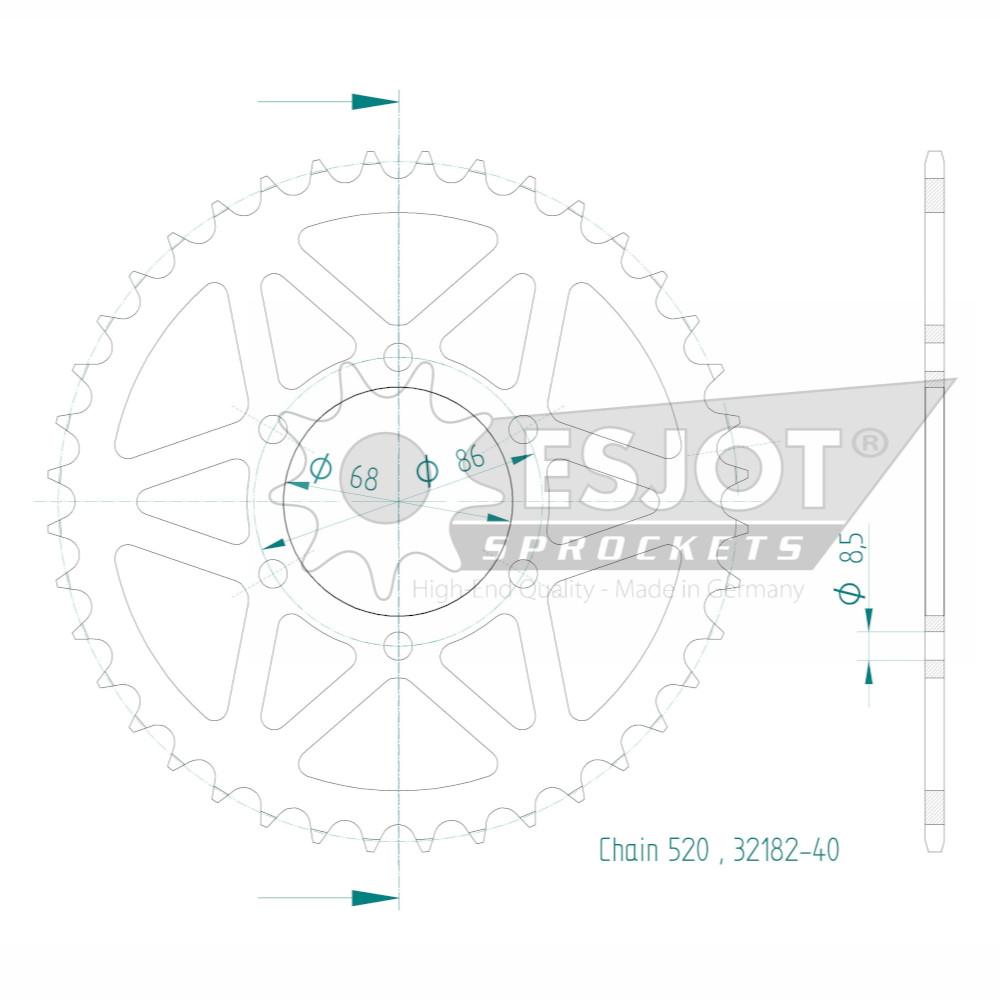 Couronne Esjot 520 - 40 Dents