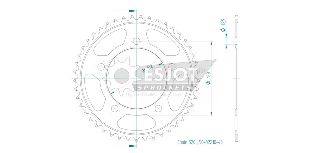 Couronne Acier Honda - 520 - 45 Dents  - Made in Germany