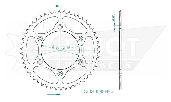 Couronne Acier TT Ultralight - 520 - 50 Dents - Made in Germany