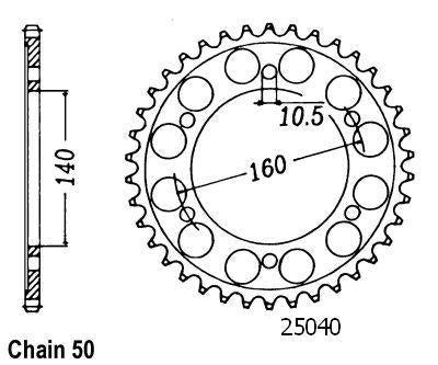 Couronne Acier Kawasaki - 530 - 44 Dents - Similaire JTR502 - Made in Germany