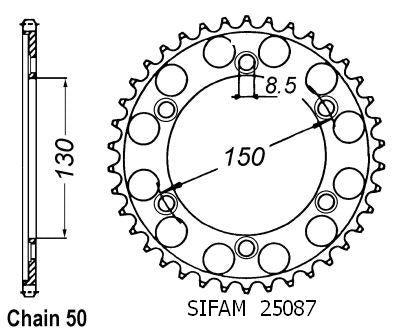Couronne Acier Honda - 530 - 40 Dents - Similaire JTR298 - Made in Germany