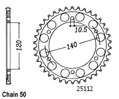 Couronne Acier Kawasaki - 530 - 48 Dents - Similaire JTR499 - Made in Germany