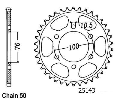 Couronne Acier Suzuki - 530 - 44 Dents - Made in Germany