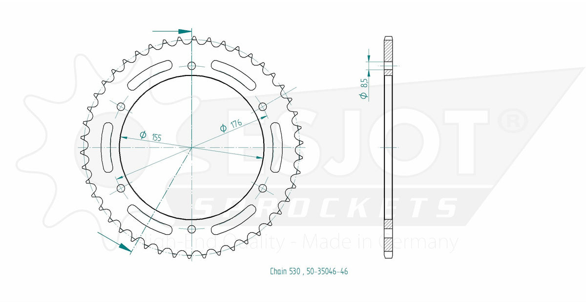 Couronne Acier - 530 - 46 Dents - Made in Germany