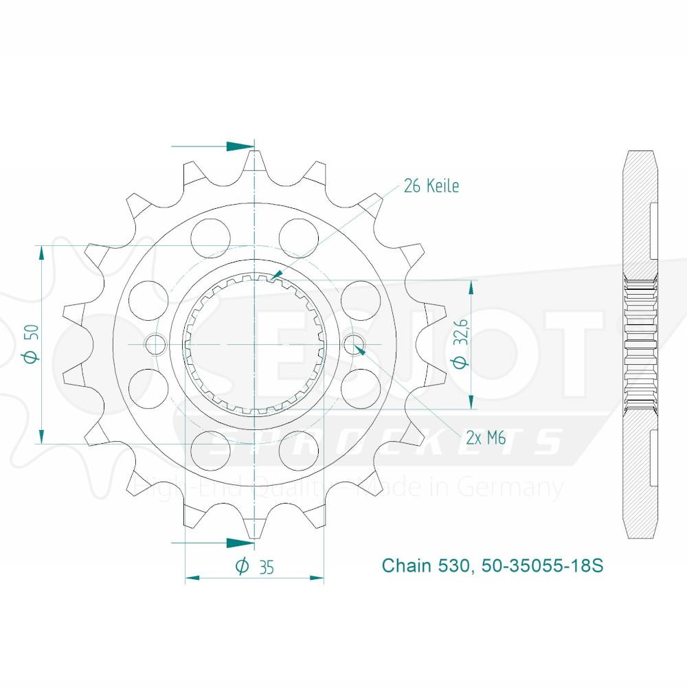 Pignon - 18 Dents Light- Made in Germany
