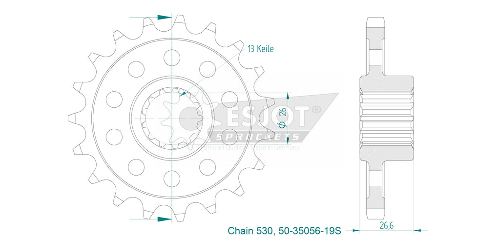 Pignon - 19 Dents Light - Made in Germany
