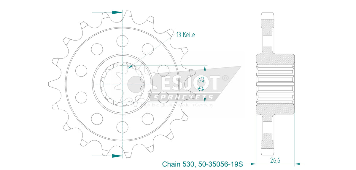 Pignon - 19 Dents Light - Made in Germany
