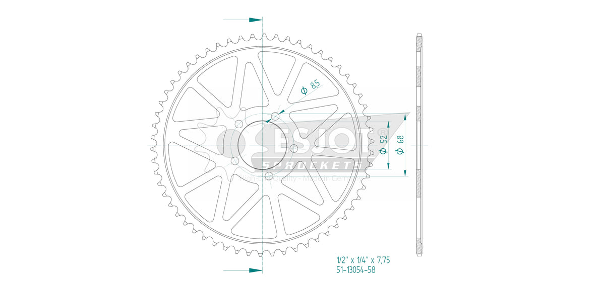 Couronne Acier - 58 Dents - Made in Germany
