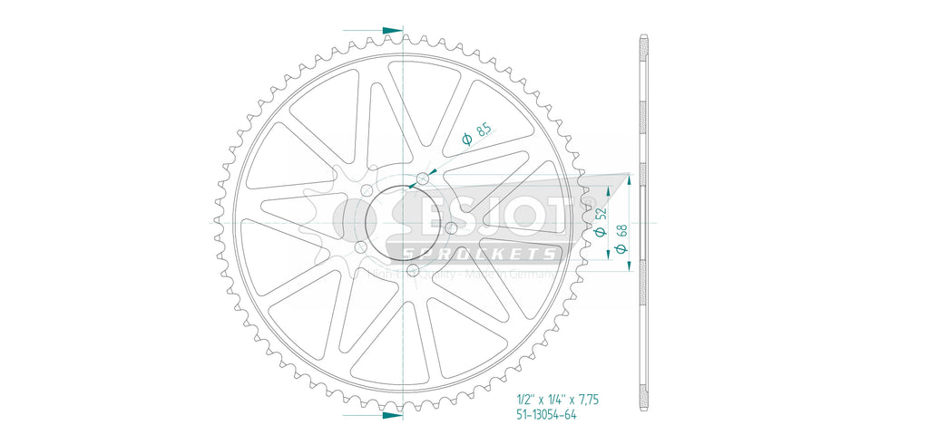 Couronne Acier - 64 Dents - Made in Germany
