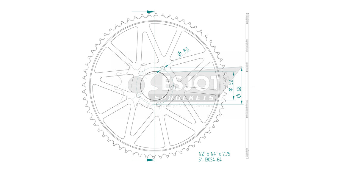 Couronne Acier - 64 Dents - Made in Germany
