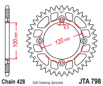 Couronne Alu TT Suzuki-Yamaha - 428 - 52 Dents - Similaire JTA798 - Made in Germany
