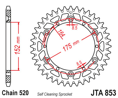 Couronne Alu TT Yamaha - 520 - 49 Dents - Similaire JTA853 - Made in Germany