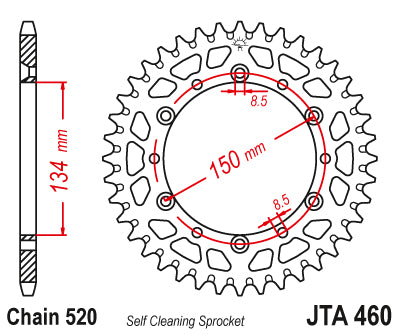 Couronne Alu TT Kawasaki - 520 - 47 Dents - Similaire JTA460 - Made in Germany