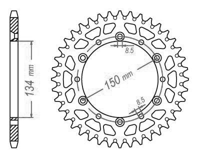 Couronne Alu TT Kawasaki Verte - 520 - 50 Dents - Similaire JTA460 - Made in Germany