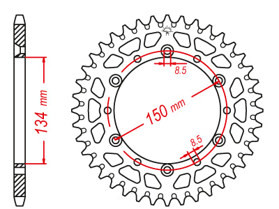 Couronne Alu TT Kawasaki Verte - 520 - 50 Dents - Similaire JTA460 - Made in Germany