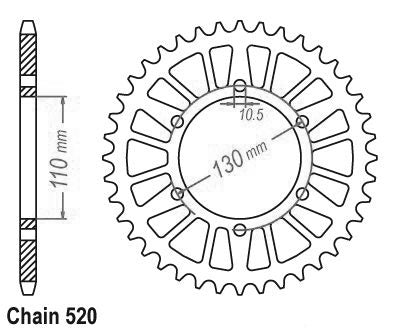 Couronne Alu - 520 - 48 Dents - Made in Germany